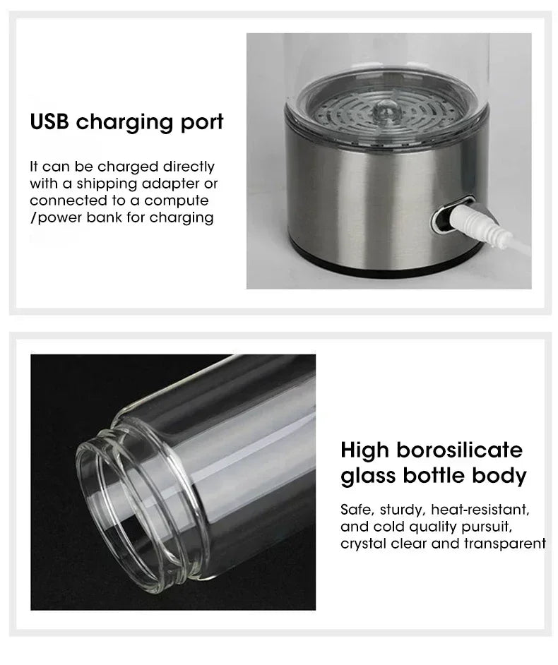 Hydrogen-Rich Water Cup Electric Hydrogen Rich Water Generator Bottle Titanium Quality Filter Portable Antioxidant Lonizer 420ml