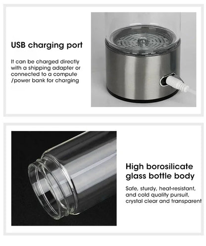 Hydrogen-Rich Water Cup Electric Hydrogen Rich Water Generator Bottle Titanium Quality Filter Portable Antioxidant Lonizer 420ml