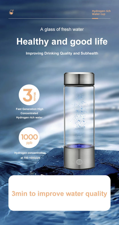 1pc 450ml Portable Hydrogen Water Generator 3 Minutes Mode High Concentration Hydrogen Water Generator