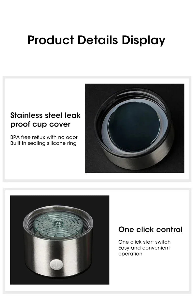 Hydrogen-Rich Water Cup Electric Hydrogen Rich Water Generator Bottle Titanium Quality Filter Portable Antioxidant Lonizer 420ml